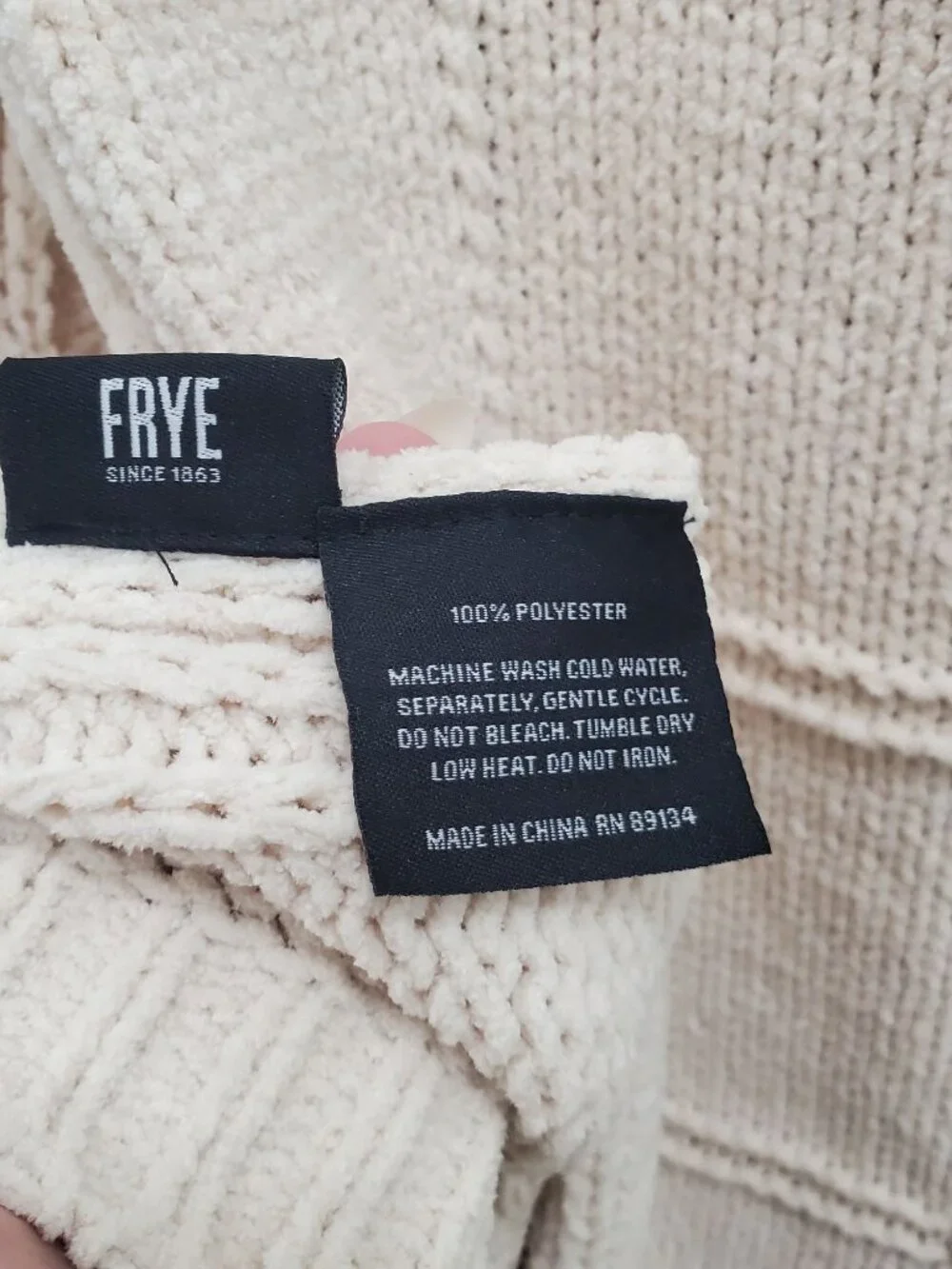FRYE Oversized Block Knit Throw Cream OKEO Tex All Season Blanket NWT 50